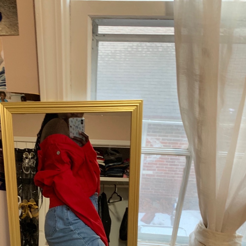 Red denim jacket!